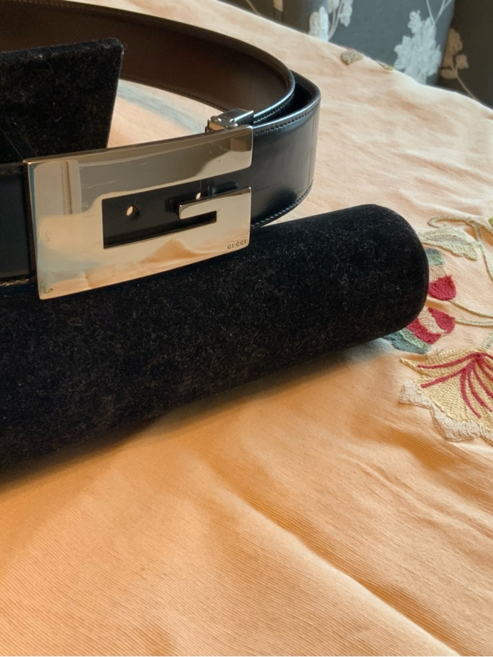 Gucci Black Leather Belt 90 36 Authentic! Silver Buckle Good! - Picture 2 of 11